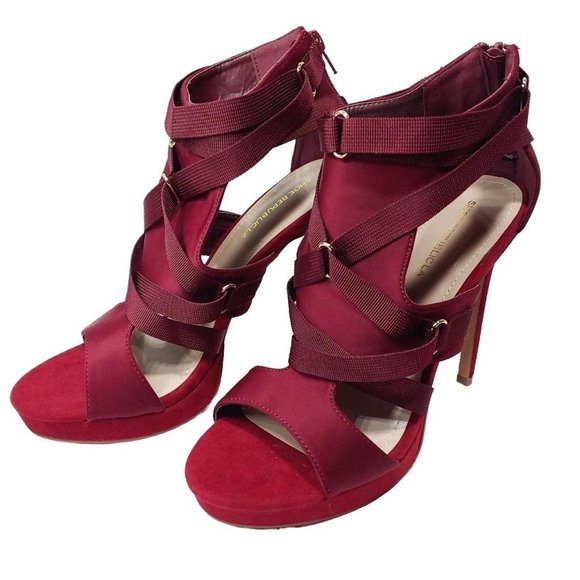 Red Strappy Stiletto Heels - Picture 2 of 3